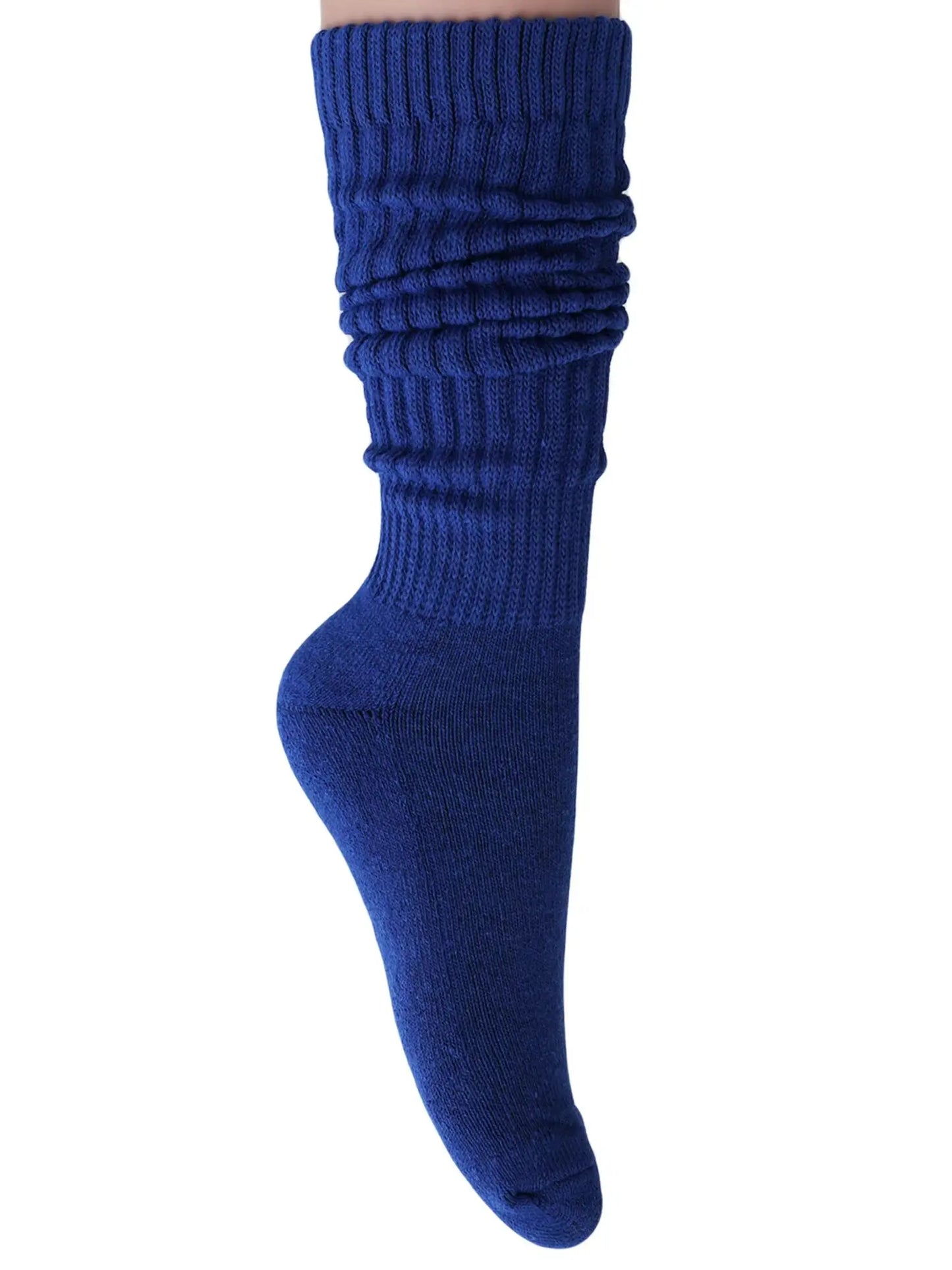 2 Pairs Royal Blue Slouchy Scrunch Cotton Slouch Socks for Women Shoe Size 5 to 10