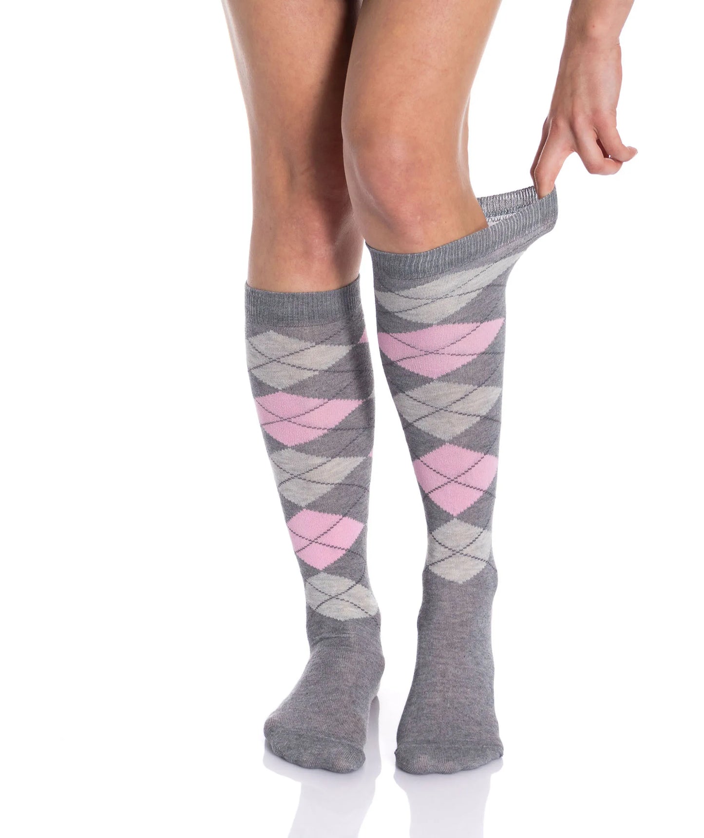 Argyle Knee High Socks for Women 6 Pairs Colorful Over the Calf Knee Socks