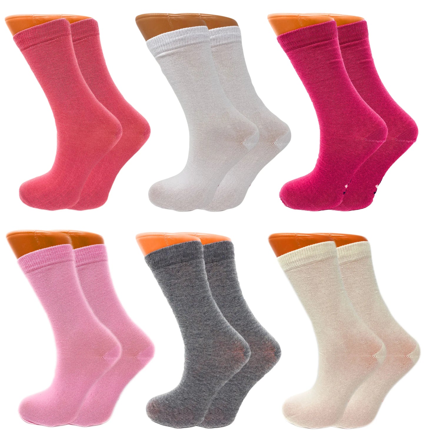Luxury Combed Cotton Crew Socks for Women Colorful Casual Socks 6 Pairs