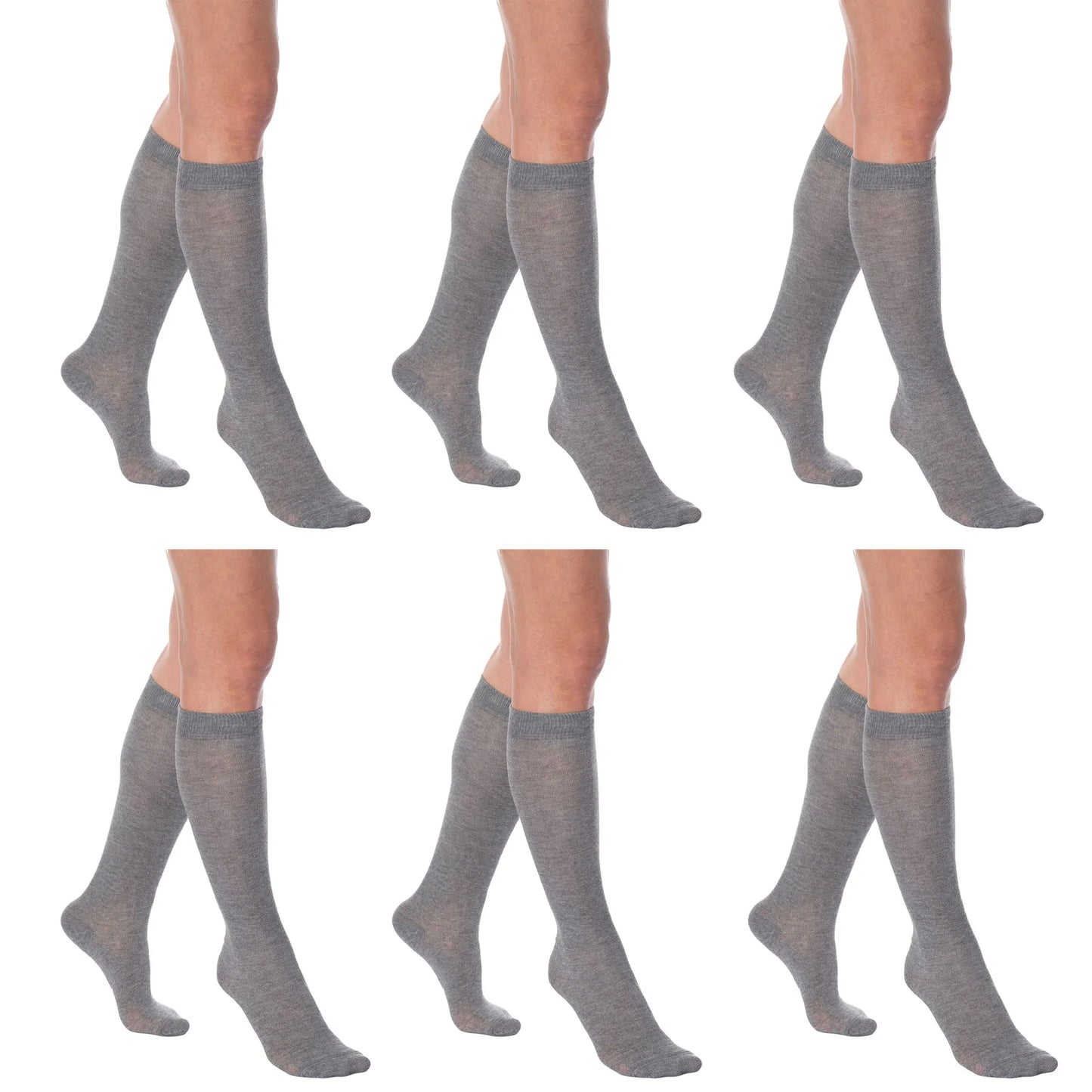 Knee High Socks for Women Combed Cotton Over The Calf Long Socks 6 Pairs