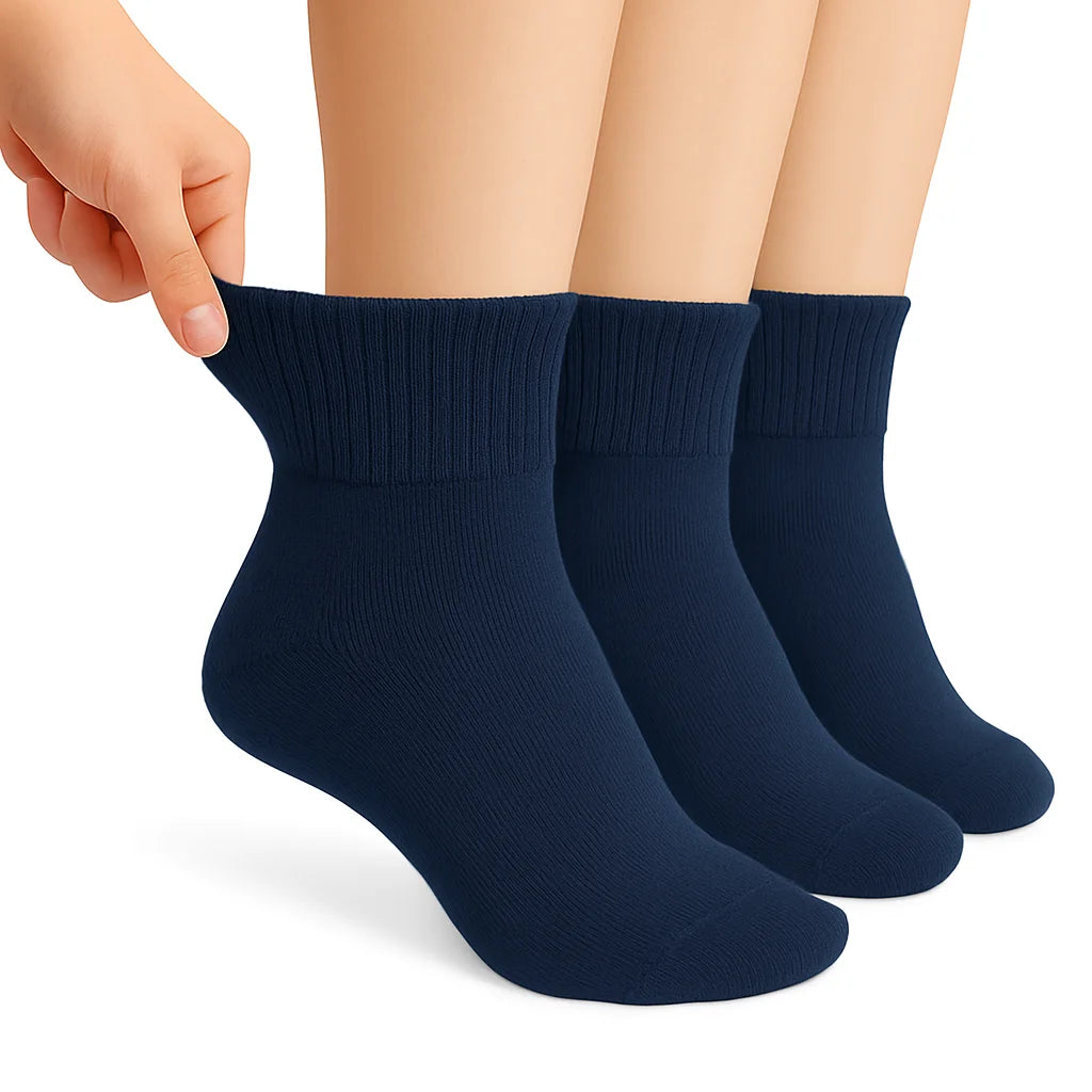 Diabetic Ankle Socks Cotton Non-binding Top Diabetes Socks 3 Pairs Shoe Size 5-7