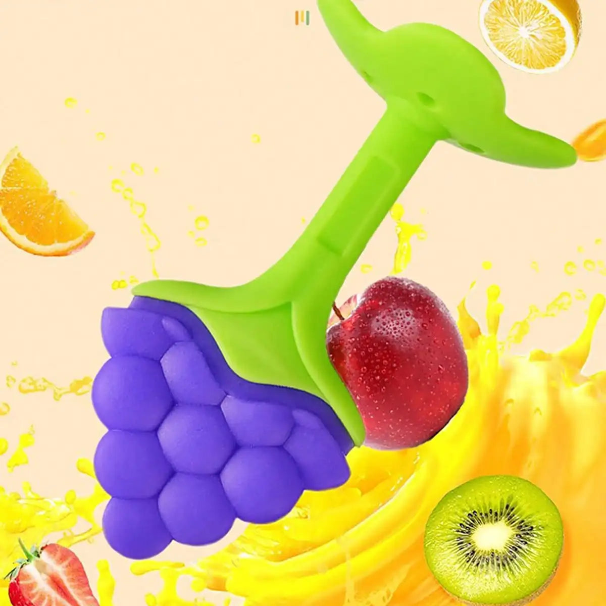 Strawberry, Grape-Shape Soft Silicone Baby Teether, Teething Ring