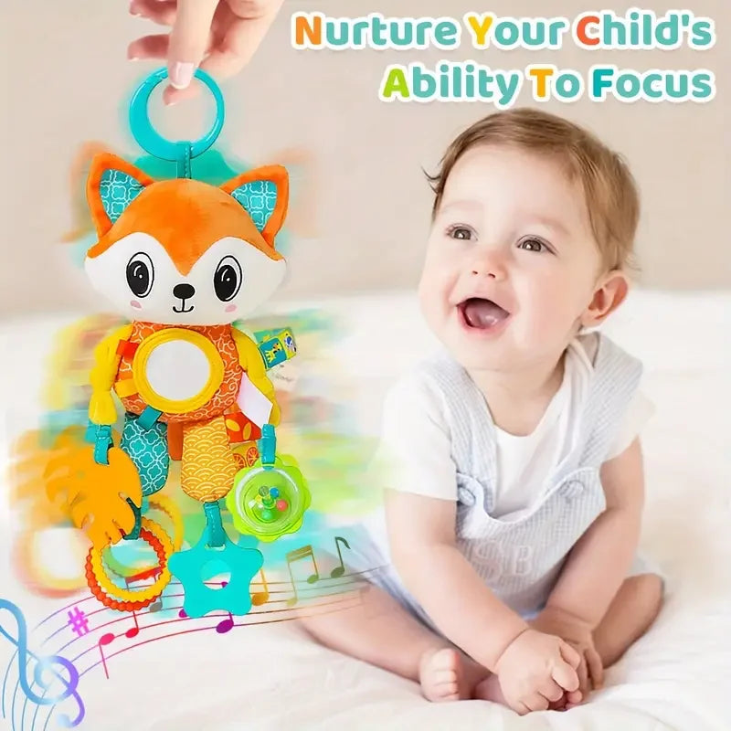 Crib Hanging Rattles Toys Baby Toys Cartoon Animal Spiral Hanging Toy with Ringing Bell Stroller Car Toys for Infant Newborn