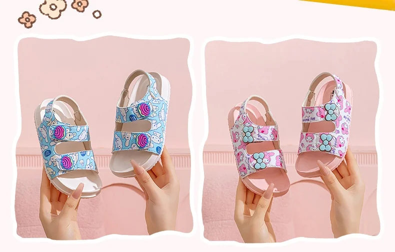 Girls Sanrio HelloKitty Sandals Kids Girls Spring Summer Little Kids Princess Bow Fashion Teenage Shoes
