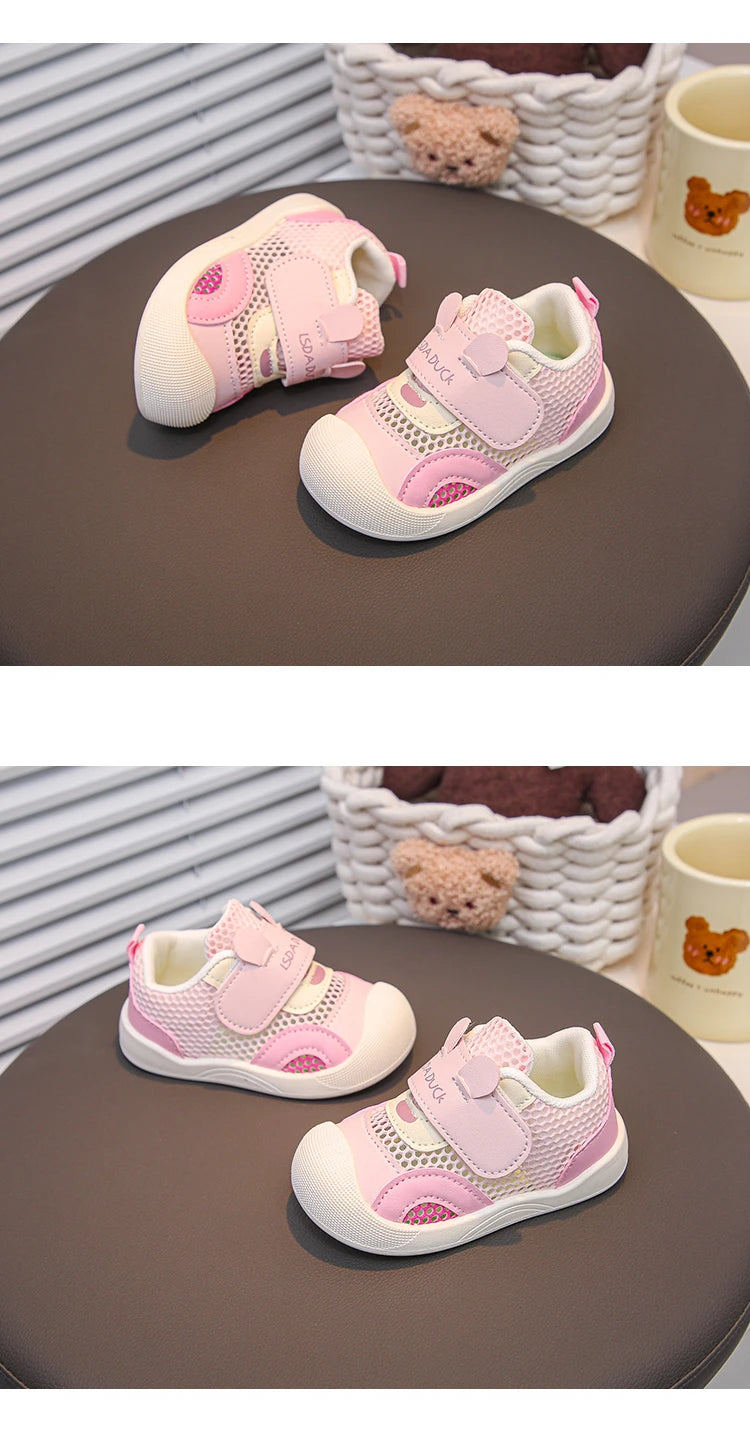 Baby Walking Shoes Cute Soft Sole Toddler Casual Shoes Toes Capped Non-slip 2025 New Fashion Boys Girls Flat Shoes Breathable