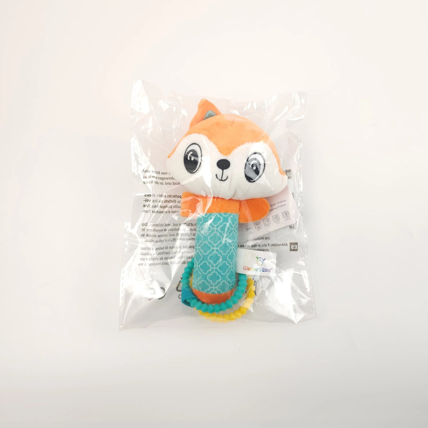 Baby Rattles Toys Soft Hand Crank Cartoon Animal with BB Call Voice Plush Toys Squeaky Sensory Travel Accessories for Toddler