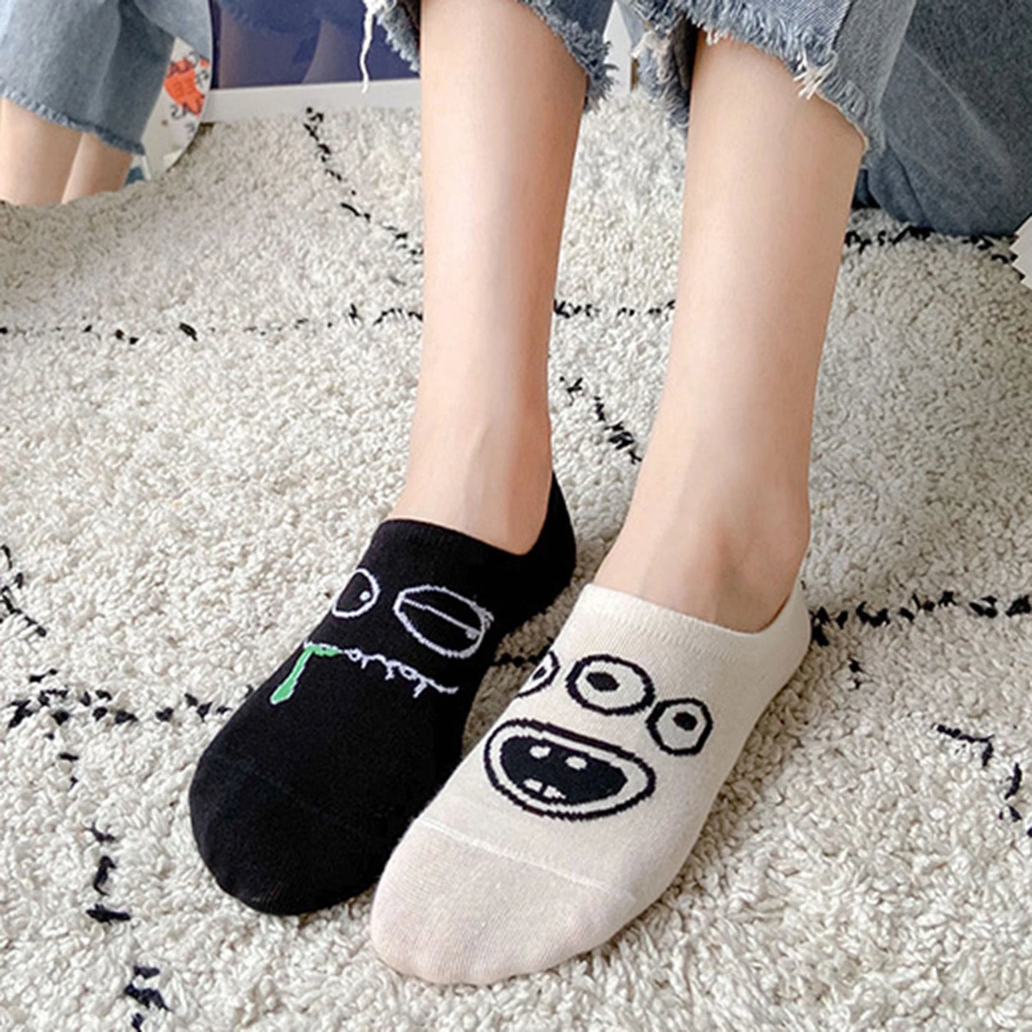 15 Pairs of Men WOMEN'S Cotton Socks, Casual Breathable Short Socks, and Girls' Cartoon Bear Low Cut Ankle Boat Socks