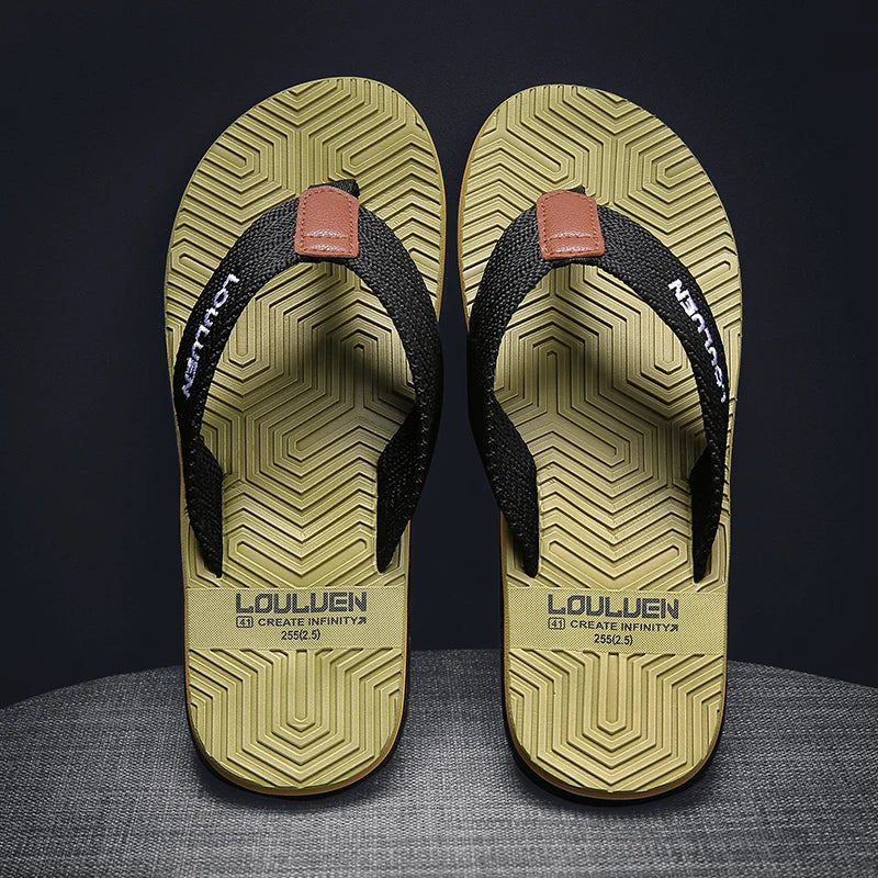 Fashion Green Flip Flops Man Slides Lightweight Soft Flat Slippers For Men Outdoor Non-Slip Beach Slippers Man Summer Flip Flops