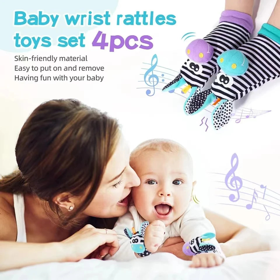 Baby Infant Wrist Rattle Socks Toys 0-12 Month Girl Boy Learning Toy Early Educational Development Cute Toddlers Sensory Gifts