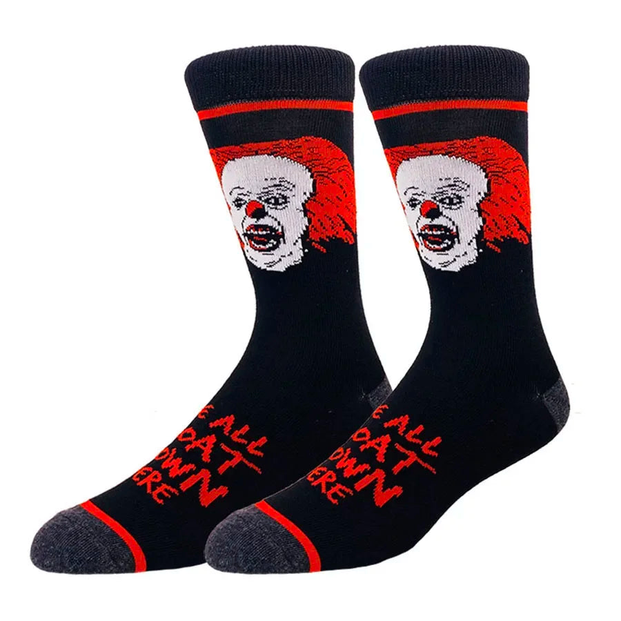 10/20Pairs random color Cartoon Anime Socks for Men Women Chucky Hip Hop Street Fashion Novelty Funny Casual Crew Socks