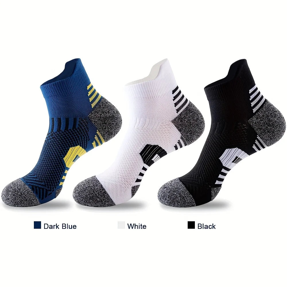 5 pairs of men's comfortable ankle socks, sports sweat absorbing and odor proof socks, suitable for outdoor running socks