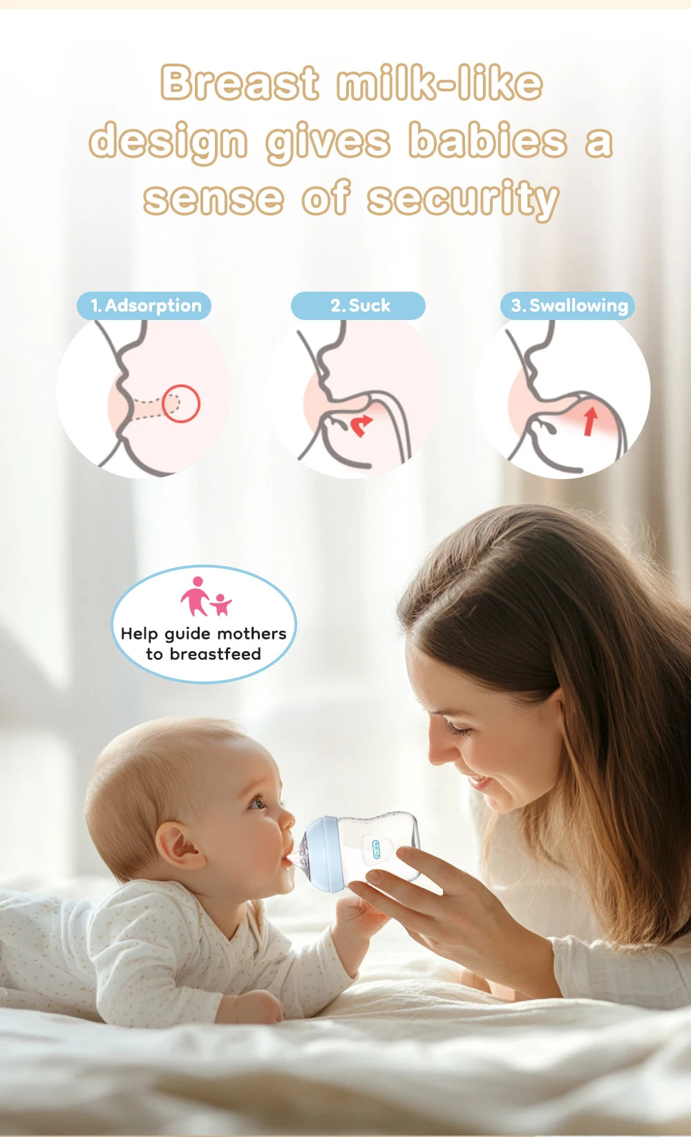 150/240/330ML Baby PP Bottle Newborn Baby Bottle with Handle Milk BottleFeeding Baby Bottles Newborn Feeding Supplies BPA-Free