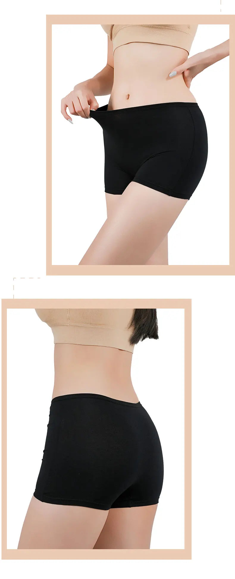 1pc Womens Cotton Safety Shorts Black Soft Four Corner Panties Comfy Fit Girls Under Skirt Anti Emptied Short Pants Large Size