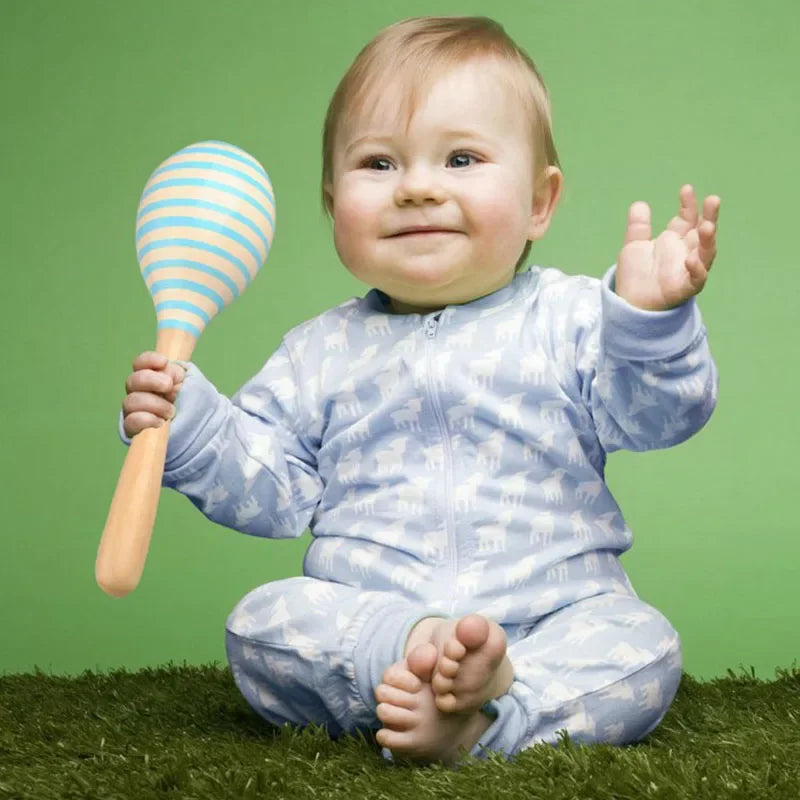 1PC New Fashion Practical Hot Wooden Maraca Wood Rattles Kid Musical Party Favor Child Baby Shaker Toy