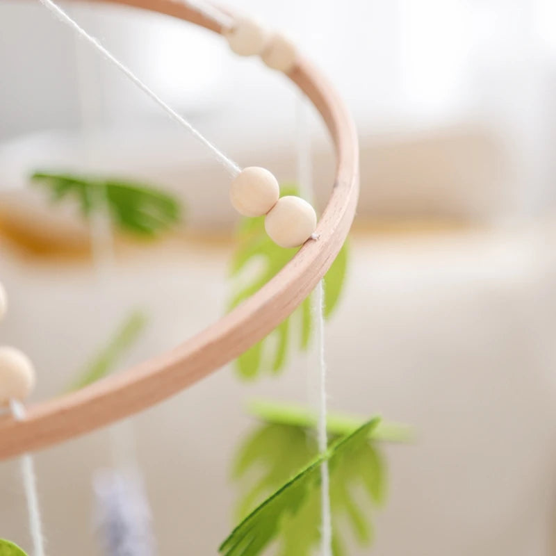Baby Rattle Wooden Crib Mobile Bed Bell Toys Soft Felt Forest Animal Doll Toy Kid Stroller Comfort Crib Hanging Bracket Toy Gift