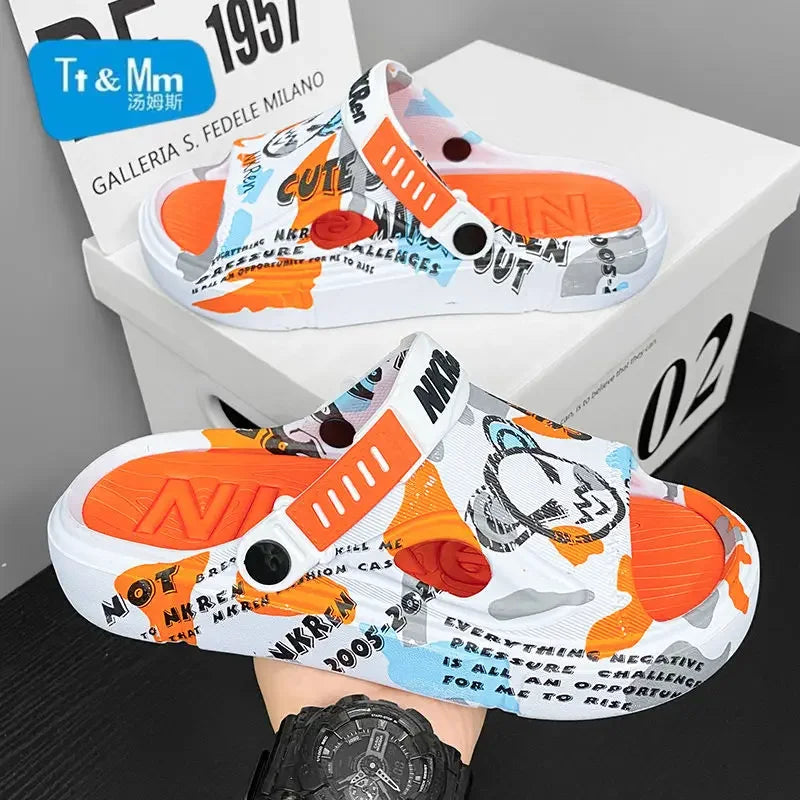 Summer Beach Sandals Man Outdoor Comfortable Rubber Slippers for Men Pvc Sale 2024 Style Eva Low Price Clappers Trend Fun Shoes