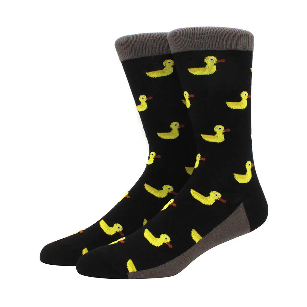 2025 New Hiphop Cotton Men Socks Harajuku Happy Funny animal Flamingo penguin chili Dress Socks for Male Wedding Christmas Gift