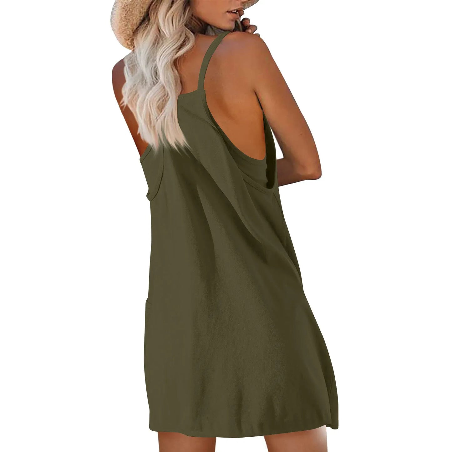 Sport Mini Dress For Women Summer Sleeveless Dress Casual Short Sundress Female Workout Tennis Athletic Onesie With Pockets