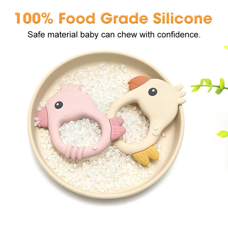 2015 New Design Colorful Parrot Teether - Food-Grade Silicone Baby Teething Toy (BPA-Free) baby teether