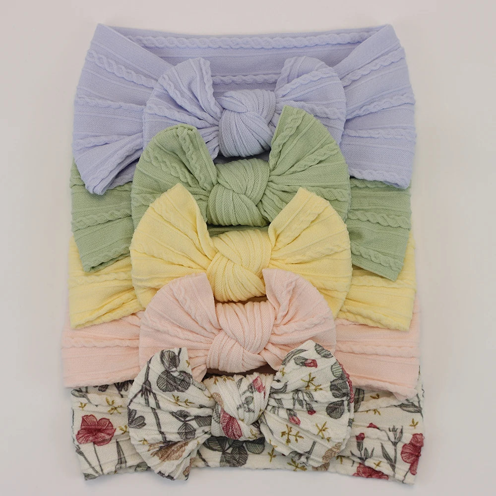 5Pcs Baby Bows Headbands Lot Elastic Knit Newborn Baby Girl Headband Set Children Turban Kids Hair Bands Baby Hair Accessories
