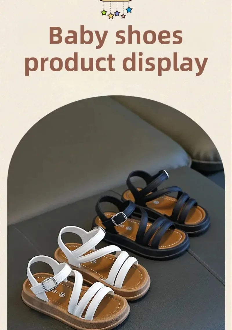 1-10Y Baby Girls Sandals Summer Children's New Cool Fashion Princess Cute Versatile Shoes for Students Flat Sandal Casual Shoe