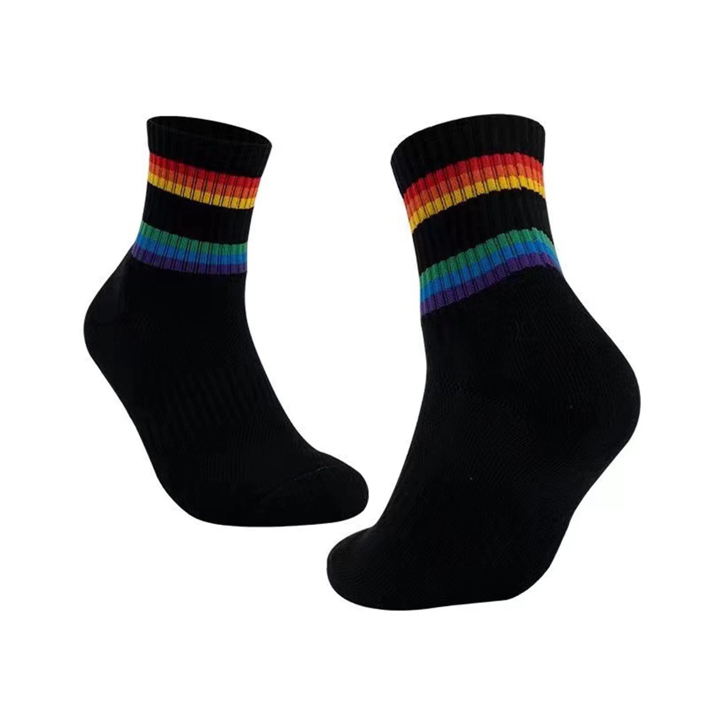 Colorful Compression Socks for Men Women Breathable Moisture-Wicking Athletic Socks with Rainbow Stripes Outdoor Sports Ankle