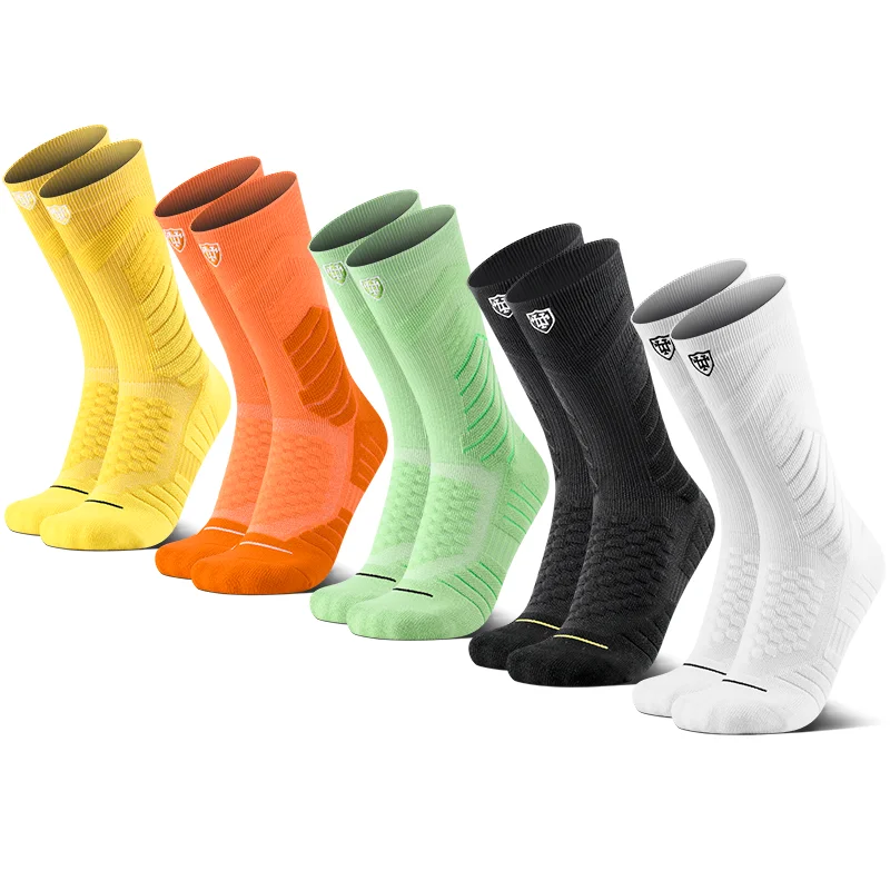 5 Pairs Men's Mid-Calf Athletic Crew Socks Arch Support Compression Outdoor Sports Socks for Running Gym Fitness