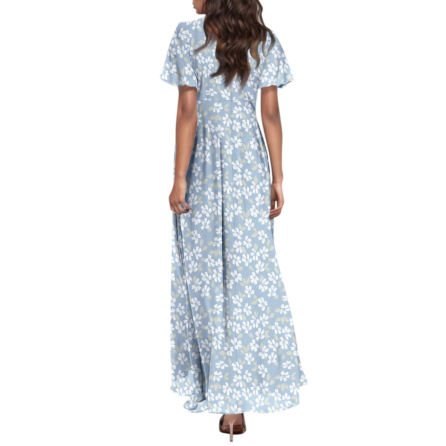 2025 Summer Dresses For Women Casual Short Sleeve Maxi Dresses Cute Floral Maxi Dress Evening Party Wedding Guest Dresses