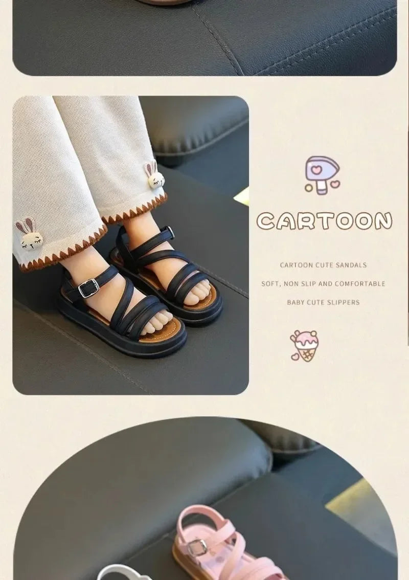 1-10Y Baby Girls Sandals Summer Children's New Cool Fashion Princess Cute Versatile Shoes for Students Flat Sandal Casual Shoe