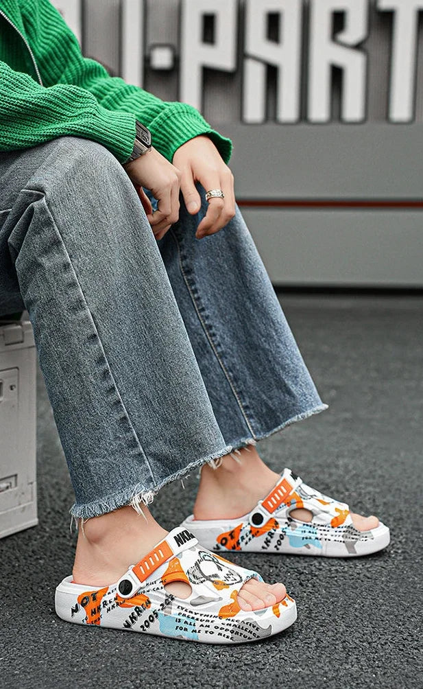 Summer Beach Sandals Man Outdoor Comfortable Rubber Slippers for Men Pvc Sale 2024 Style Eva Low Price Clappers Trend Fun Shoes