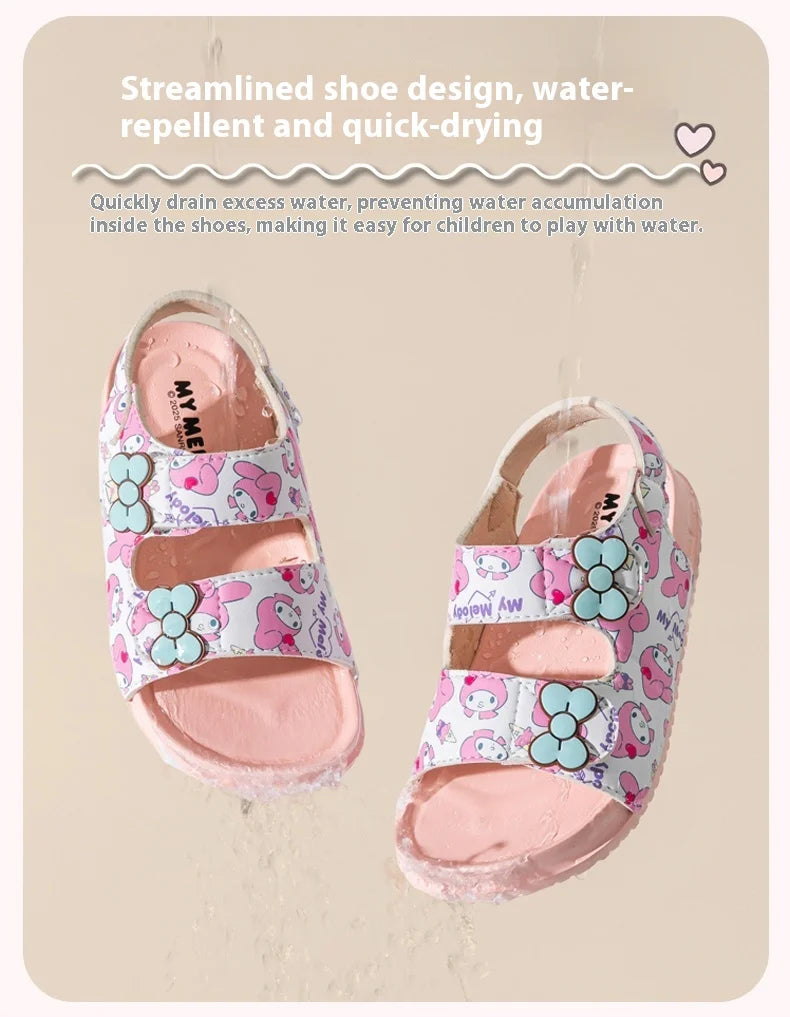 Girls Sanrio HelloKitty Sandals Kids Girls Spring Summer Little Kids Princess Bow Fashion Teenage Shoes