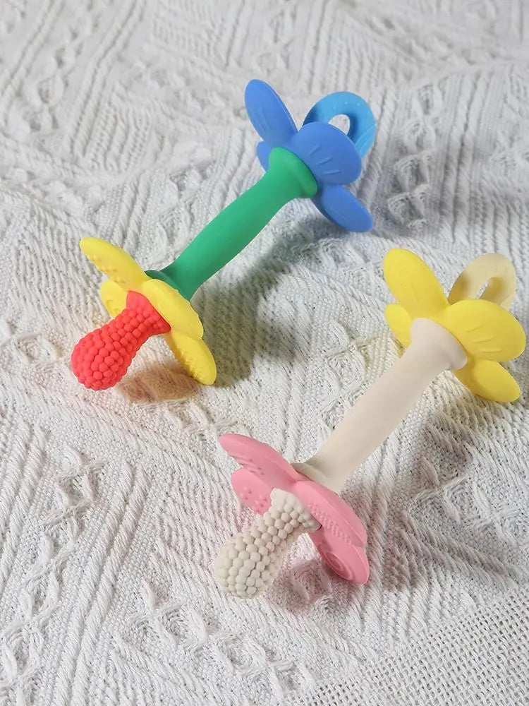 New 2 in 1 Baby Silicone Flower Teether - Safe & Soft Chewing Toy for Soothing Sore Gums, BPA-Free, Easy-to-Hold Teething toy