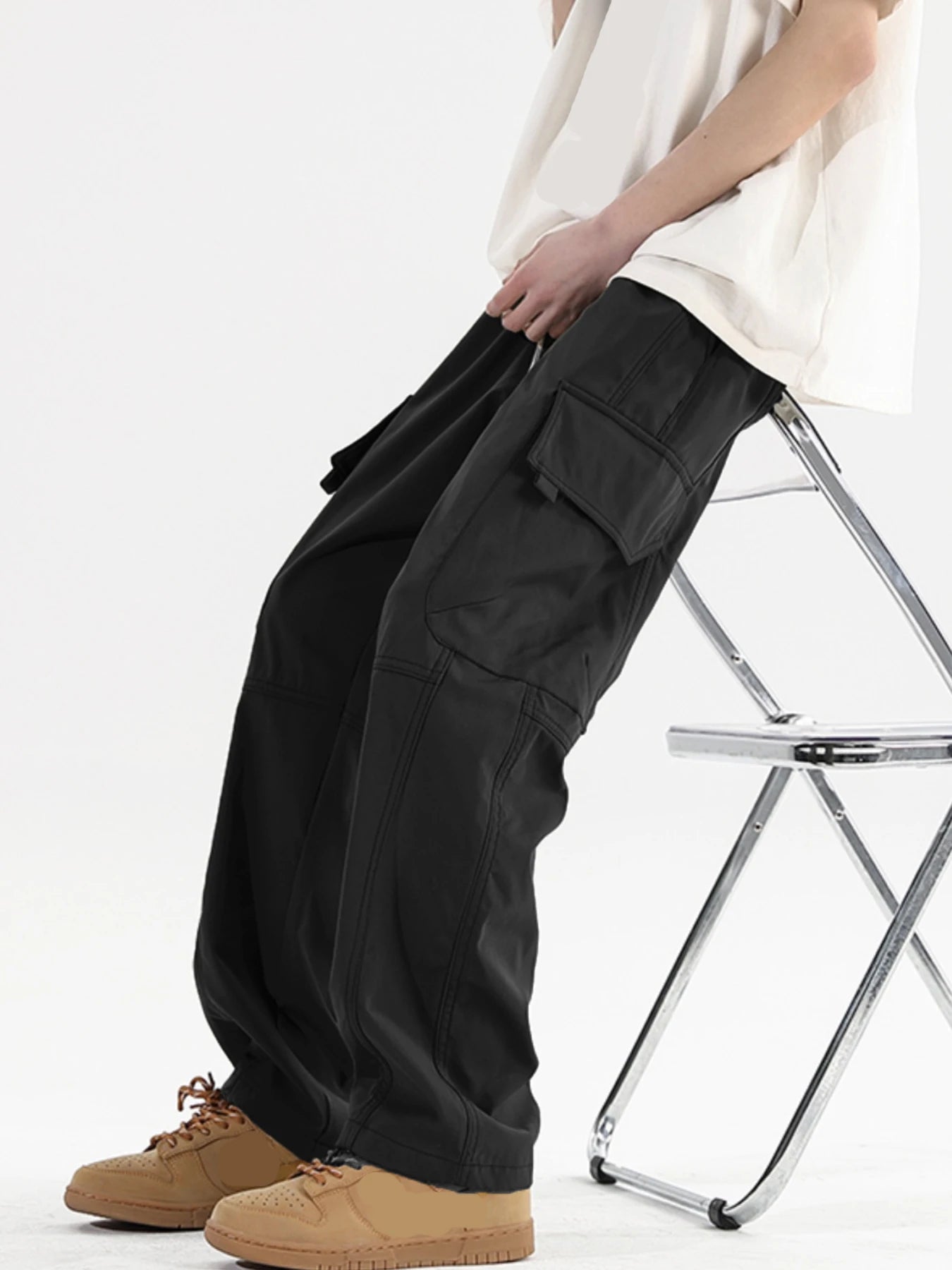 Male Vintage Cargo Pants Streetwear Wide Leg Pants Men Fashion Men Trousers Loose Casual Baggy Jogging Sweatpants Joggers Men