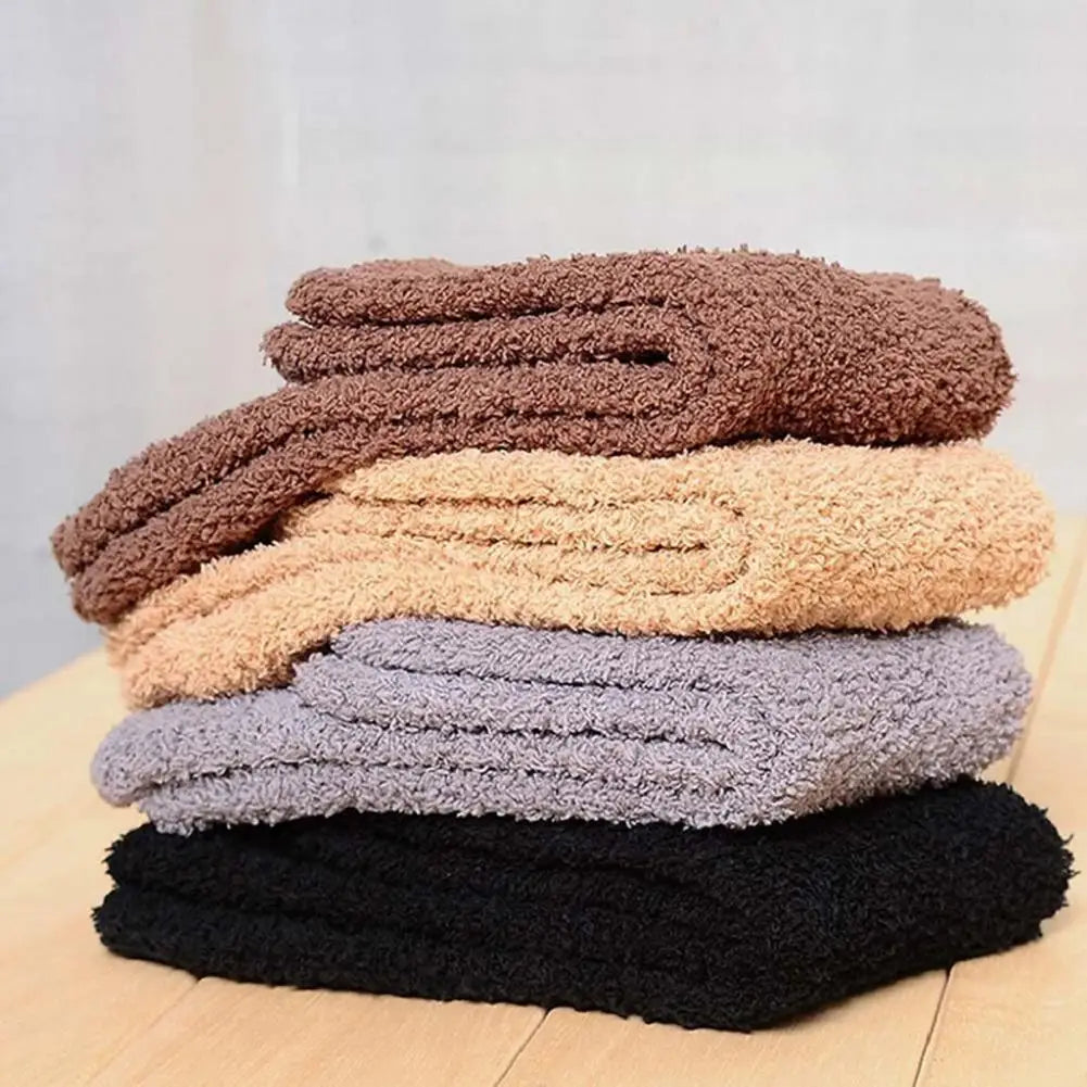 1 Pair Winter Socks Breathable Stretchy Plush Socks Free Size Fluffy Men Crew Socks for Bed Living Room