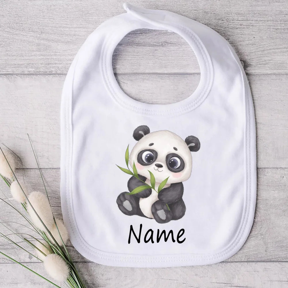 Personalized Baby Bibs Custom Name Toddler Bib Cute Animal Print Infant Bibs Newbron Shower Gift Boys Girls Bib Baby Burp Cloths