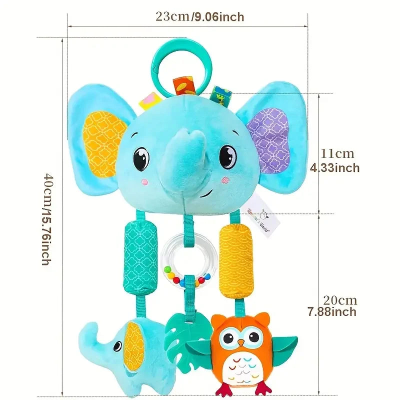 Crib Hanging Rattles Toys Baby Toys Cartoon Animal Spiral Hanging Toy with Ringing Bell Stroller Car Toys for Infant Newborn