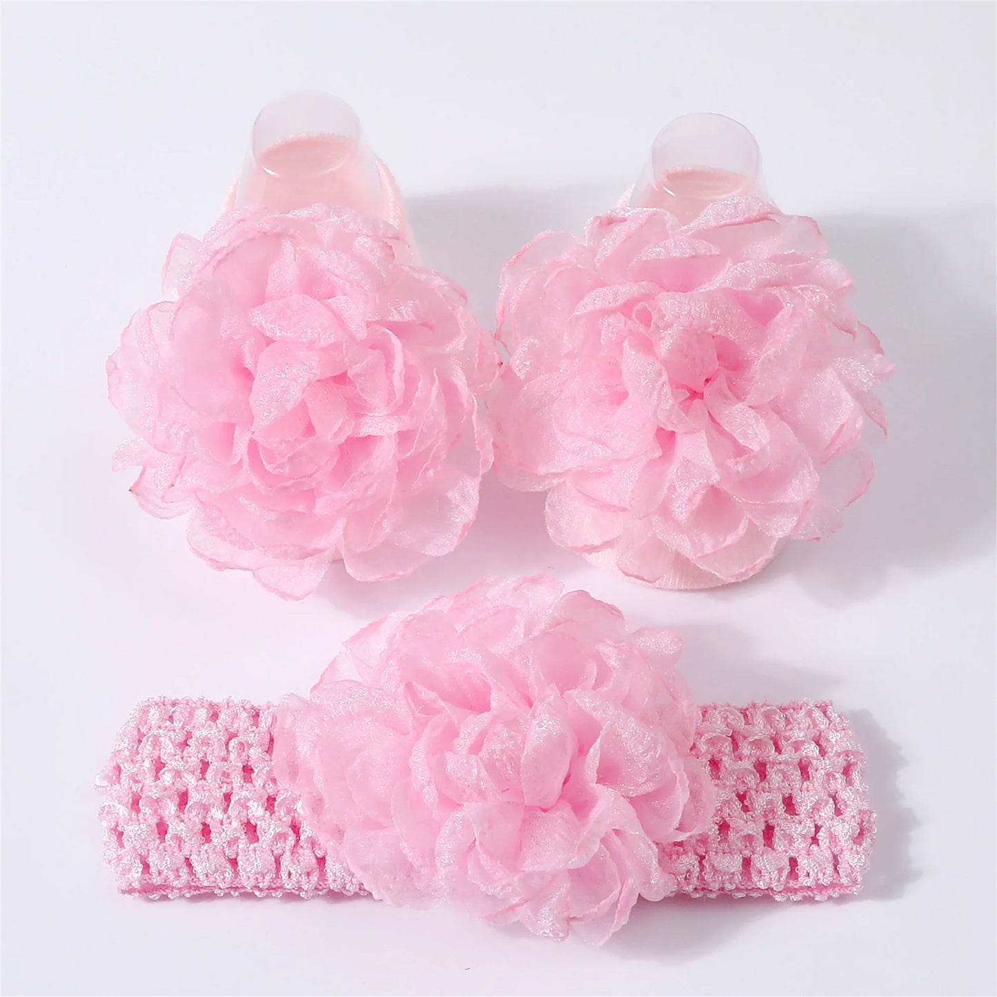 Adorable Baby Girls Hair Bow Clips and Socks Set Sweet Floral Headbands and Ankle Socks Infant Christening Outfit Accessory