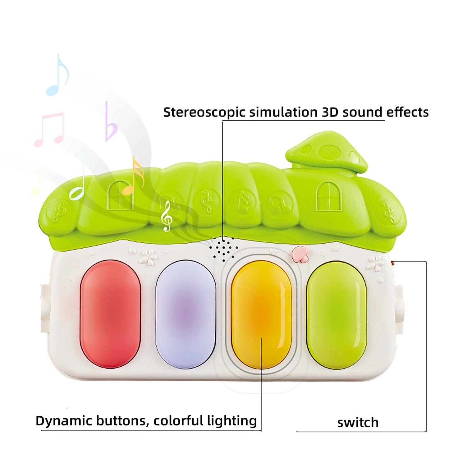 Multi functional fixed crawling pad for infants and young children toys, music lighting, and self-contained battery