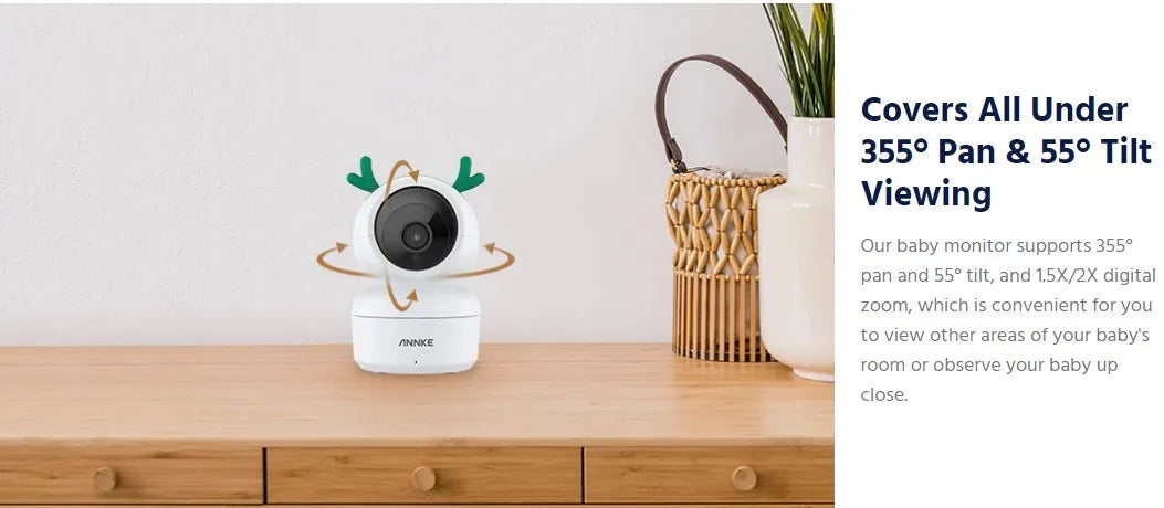 ANNKE 1080p 5 Inch HD Video Baby Monitor with Camera 2.4G Wireless 2X Zoom Night Vision Surveillance Security Camera Babysitter