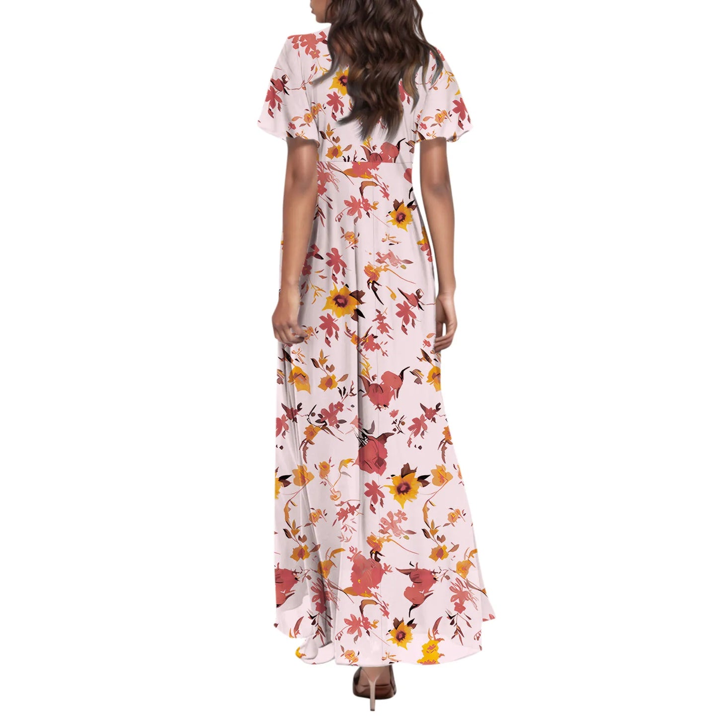 2025 Summer Dresses For Women Casual Short Sleeve Maxi Dresses Cute Floral Maxi Dress Evening Party Wedding Guest Dresses