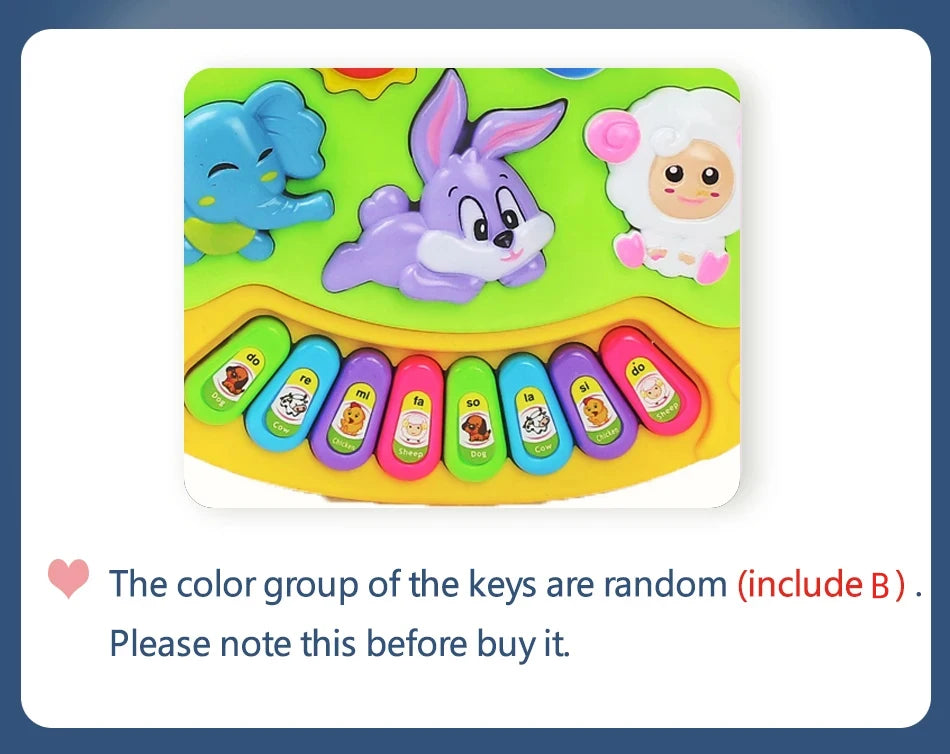 Kids Cartoon Piano Keyboard Game with Flashing Light Music Animal Sounds Baby Instrument Music Toys Educational Toys Kids Gifts