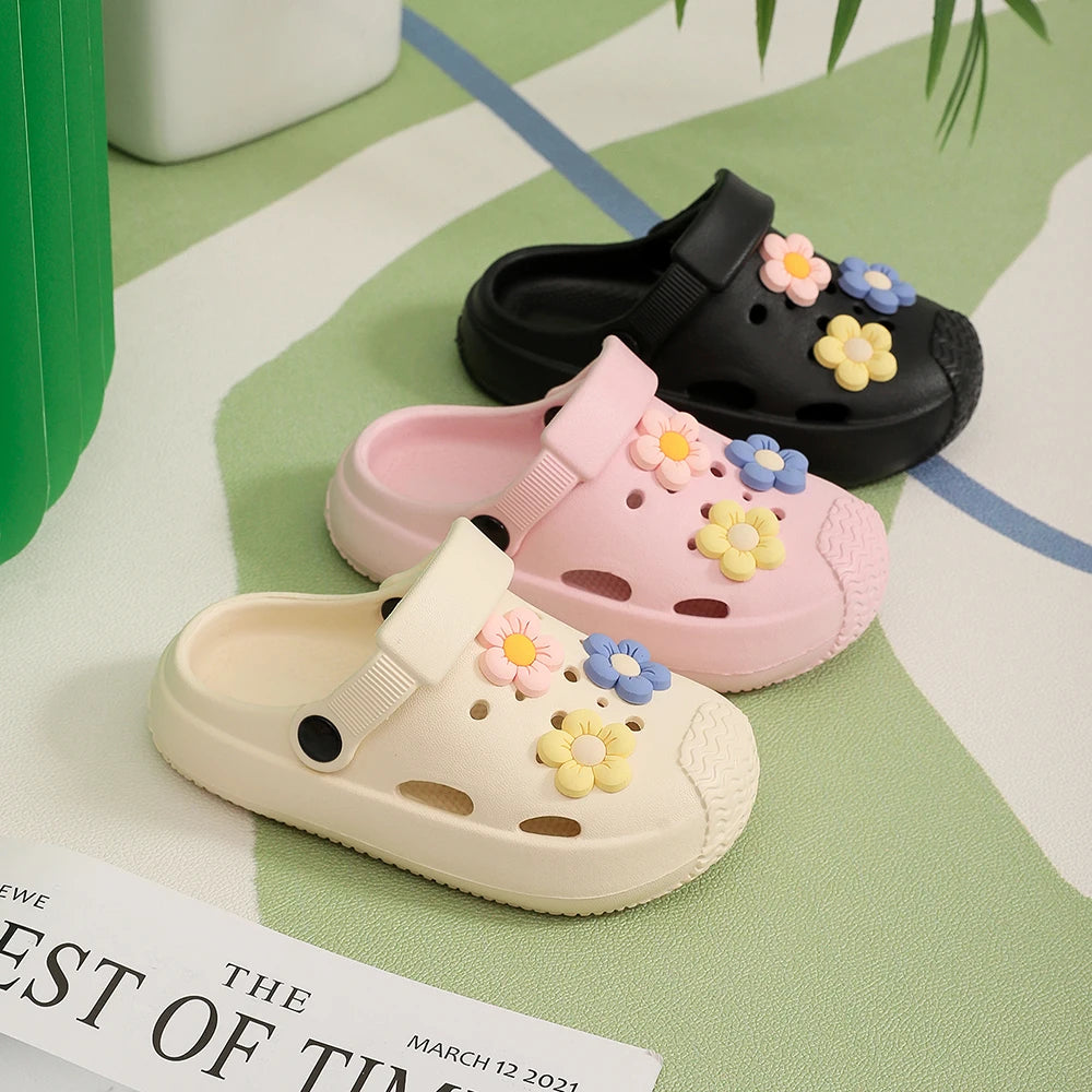 Summer Children's Hole Slipper Girl Fashion Flower Sandals Kids Beach Shoes Soft Bottom Toddler Home Slipper