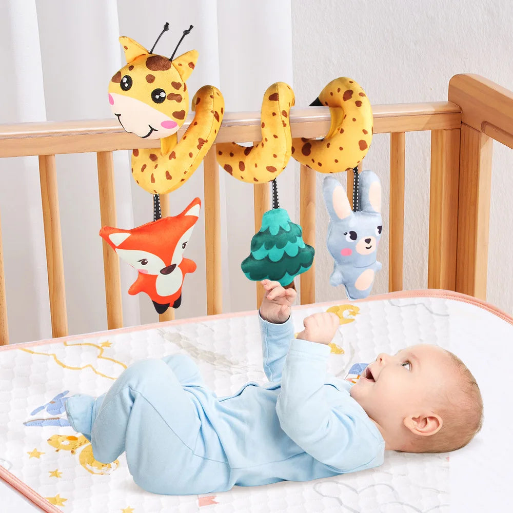 Giraffe Cartoon Bed Wrap Soothing Gripping Car Hanging Cart Black and White Vision Stimulating Baby Puzzle Toy Gift