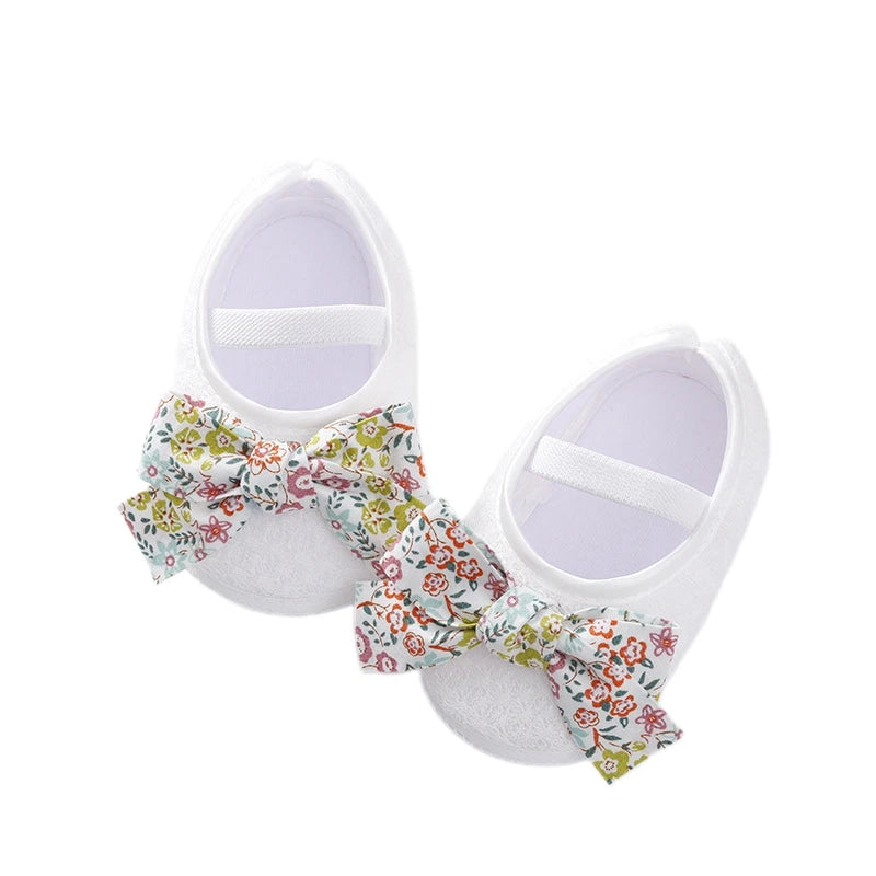 Cute Baby Girls Slip-On Shoes with Bow Detail Flexible Sole and Secure Elastic Band for Indoor and Outdoor Use