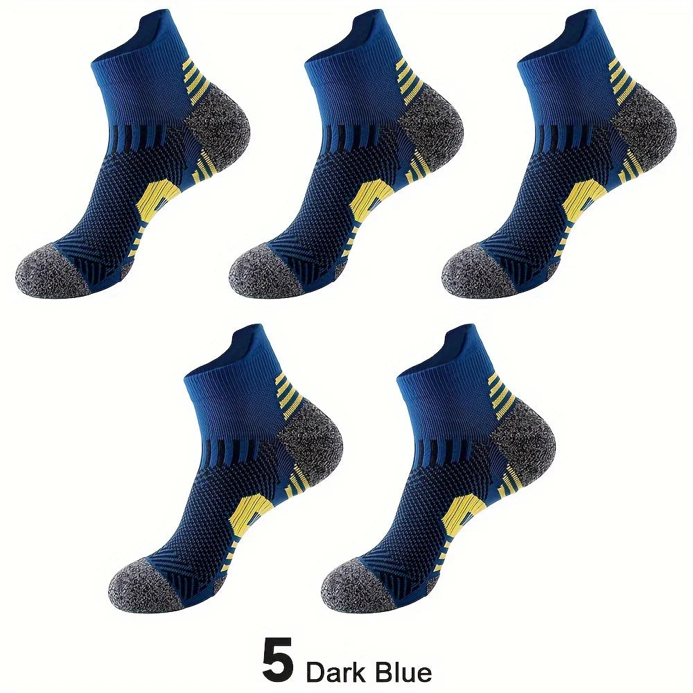 5 pairs of men's comfortable ankle socks, sports sweat absorbing and odor proof socks, suitable for outdoor running socks