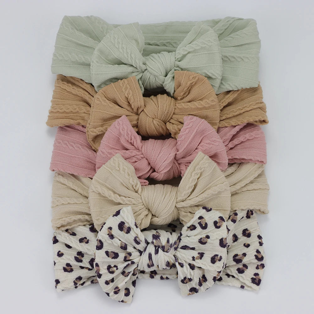 5Pcs Baby Bows Headbands Lot Elastic Knit Newborn Baby Girl Headband Set Children Turban Kids Hair Bands Baby Hair Accessories