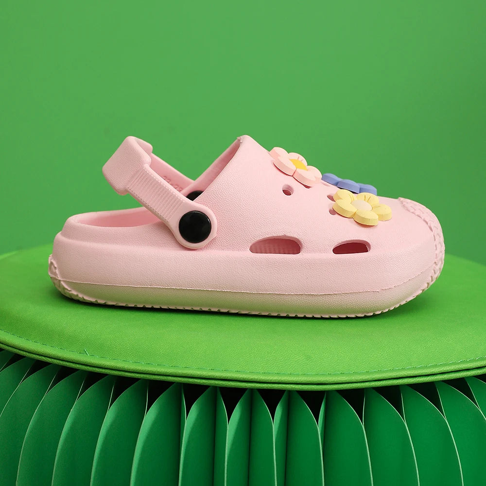 Summer Children's Hole Slipper Girl Fashion Flower Sandals Kids Beach Shoes Soft Bottom Toddler Home Slipper