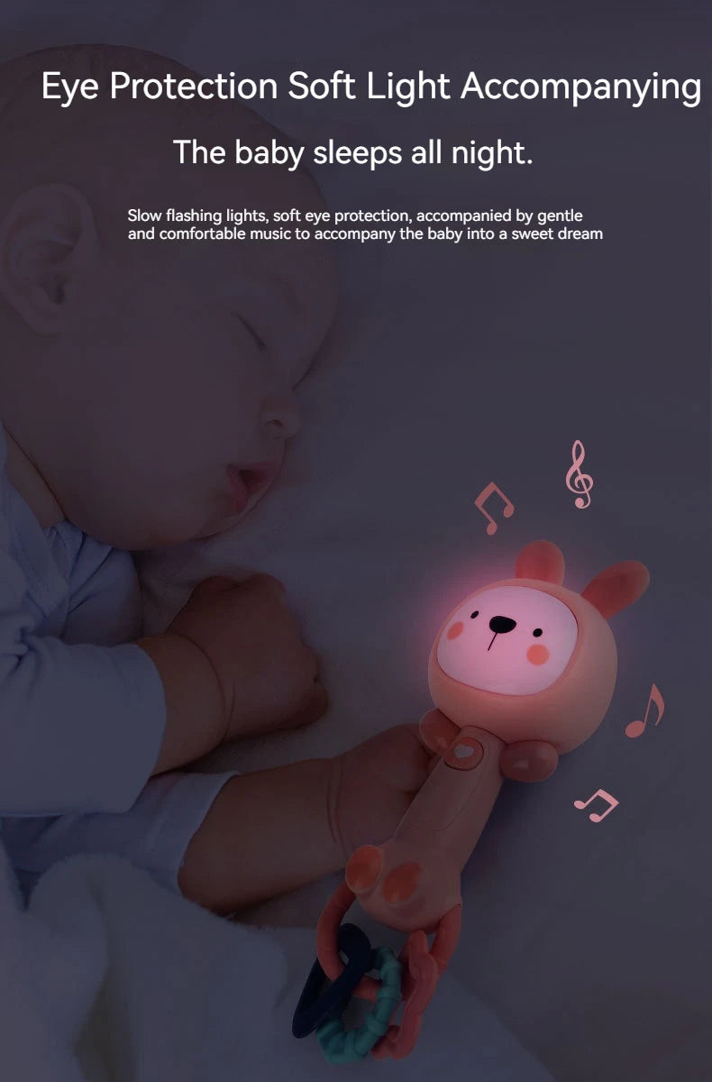 Baby Musical Rattle Toy-Light-Up Teether & Sensory Chew, BPA-Free Soft Rubber, Baby Shower & 1st Birthday Gift for 6-18 Months