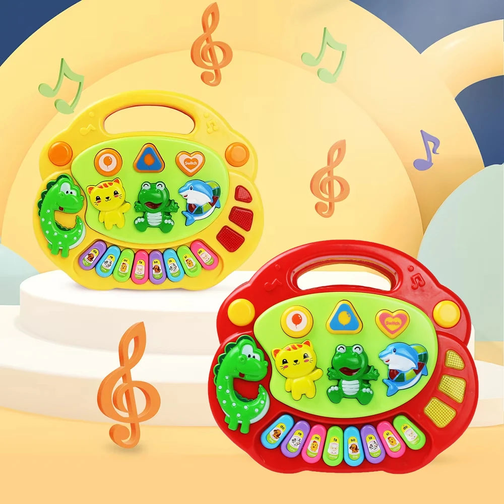 Kids Cartoon Piano Keyboard Game with Flashing Light Music Animal Sounds Baby Instrument Music Toys Educational Toys Kids Gifts