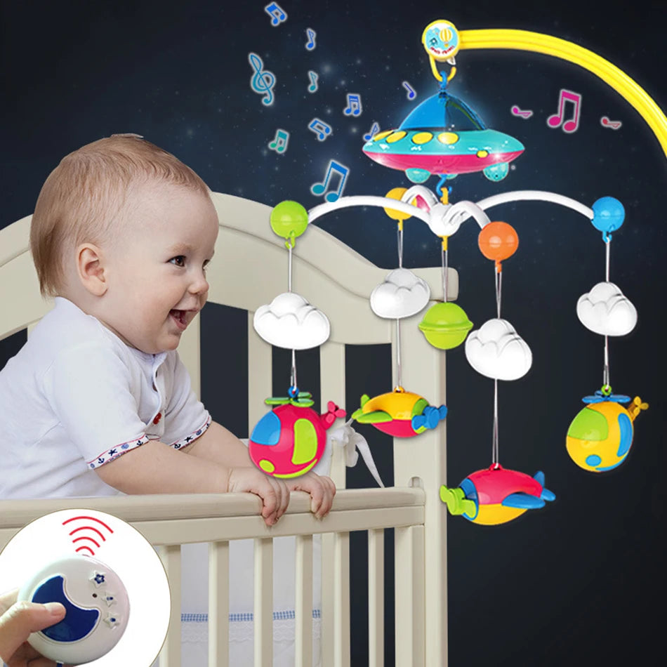 Musical Baby Crib Mobile with 108 Melody Lights Projection for Infants Remote Control Crib Toys for Newborn Mobile for Crib Toys